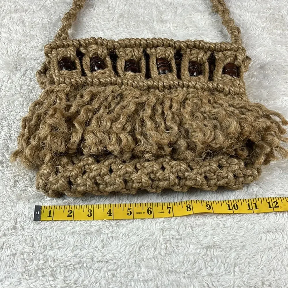 Unbranded‎ Macrame rope and wood bead shoulder bag purse - Picture 5 of 7